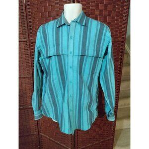 Vintage Roper Rodeo Blue Shirt Western Cowboy Men's Large 16 X 36 Stripes